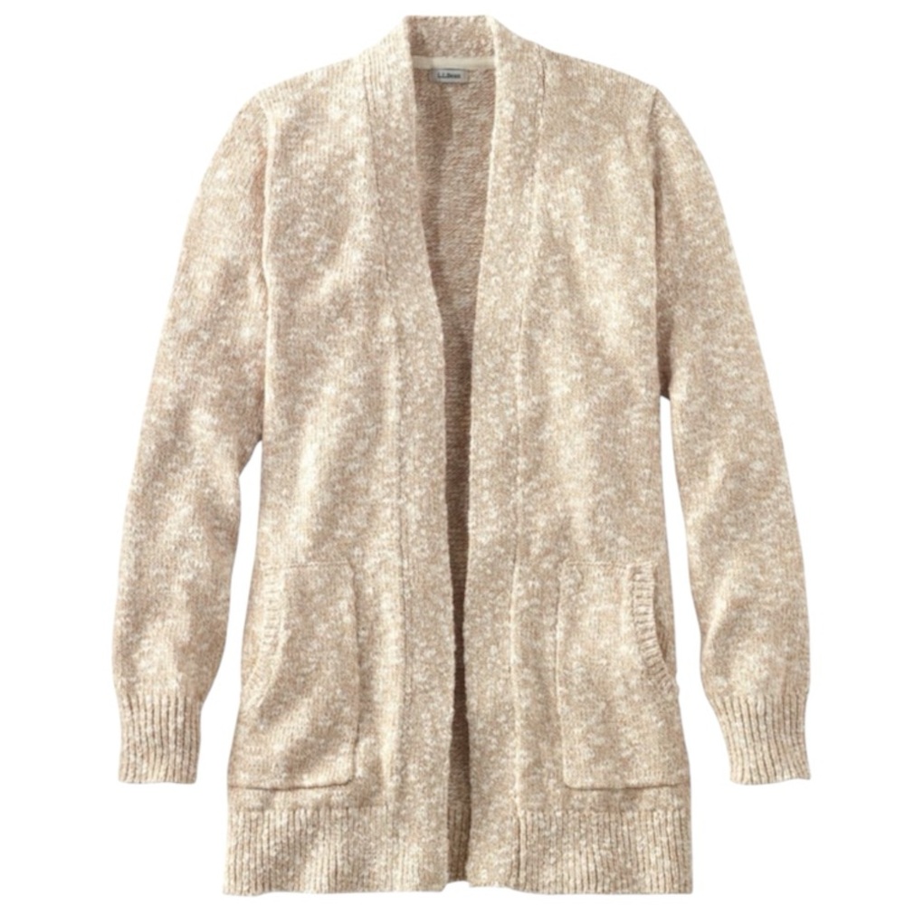 L.L. Bean Cottagecore Cotton Ragg Open Front Long Cardigan